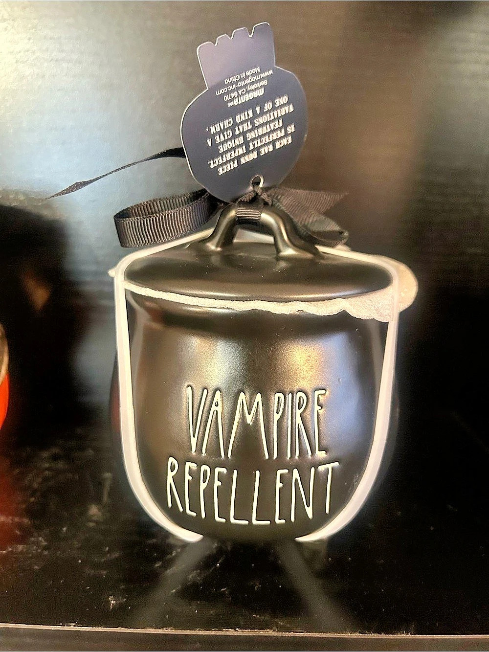 Rae Dunn Vampire Repellent Halloween Decor Black & White Like New